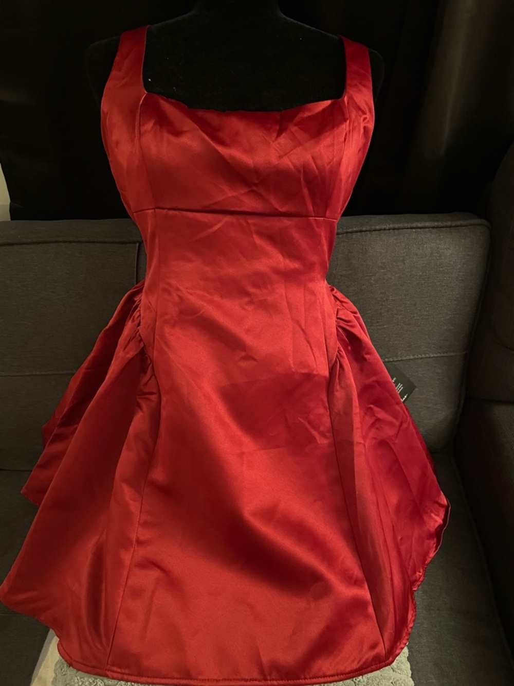 Lulu's Red Satin Fit & Flare Mini Dress